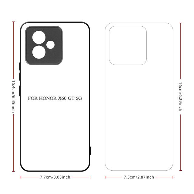 For Huawei Series Sublimation 2D TPU Phone Case Heat Press Printing Phone Cover With Aluminum Insert for Honor Power 5G, Huawei Enjoy 80, Honor X60 GT 5G, Honor GT Pro 5G,Honor 400 Lite 5G