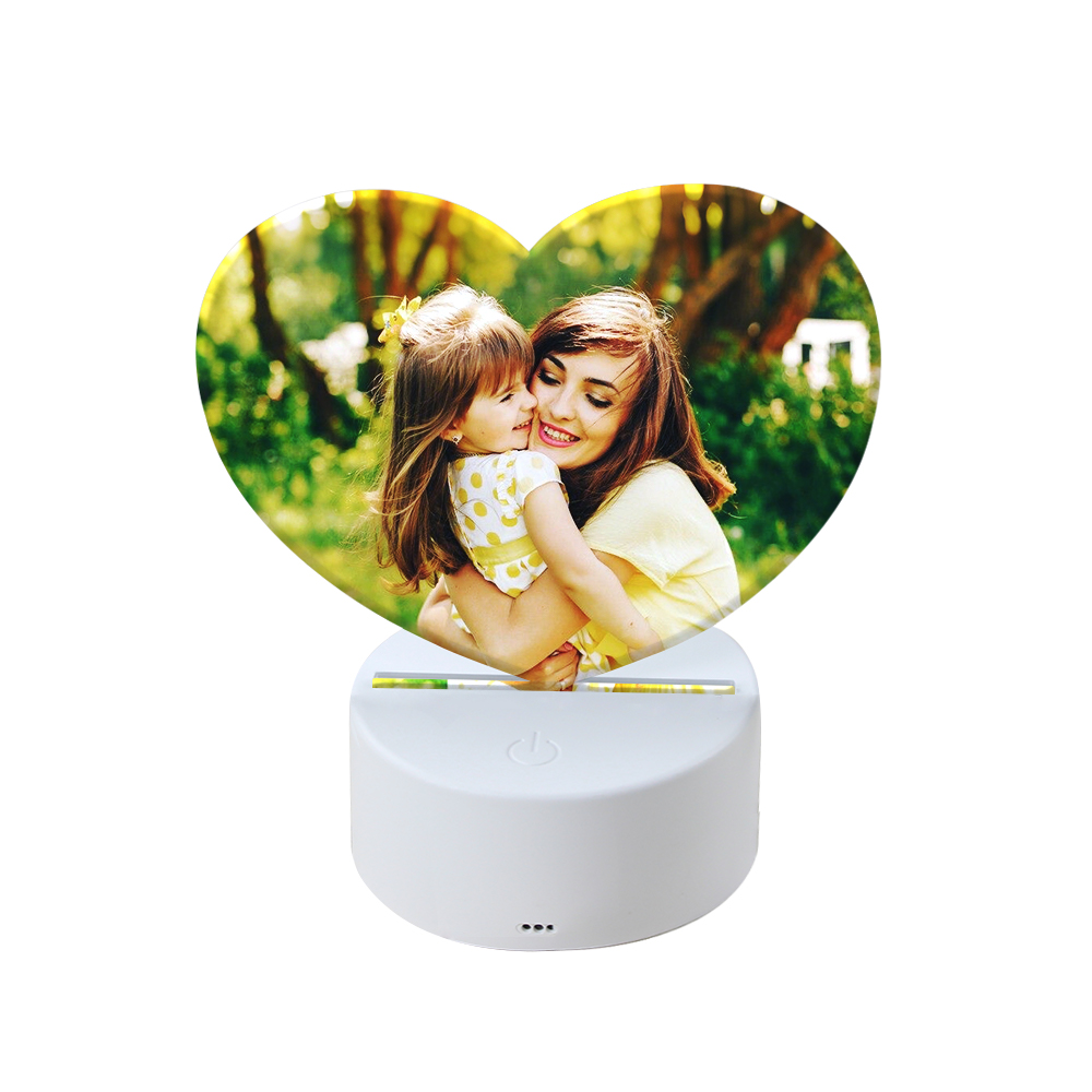 Sublimation Acrylic LED Night Light -Heart/ Round/ Square/ Rectangle Acrylic Photo Frame Acrylic Decoration