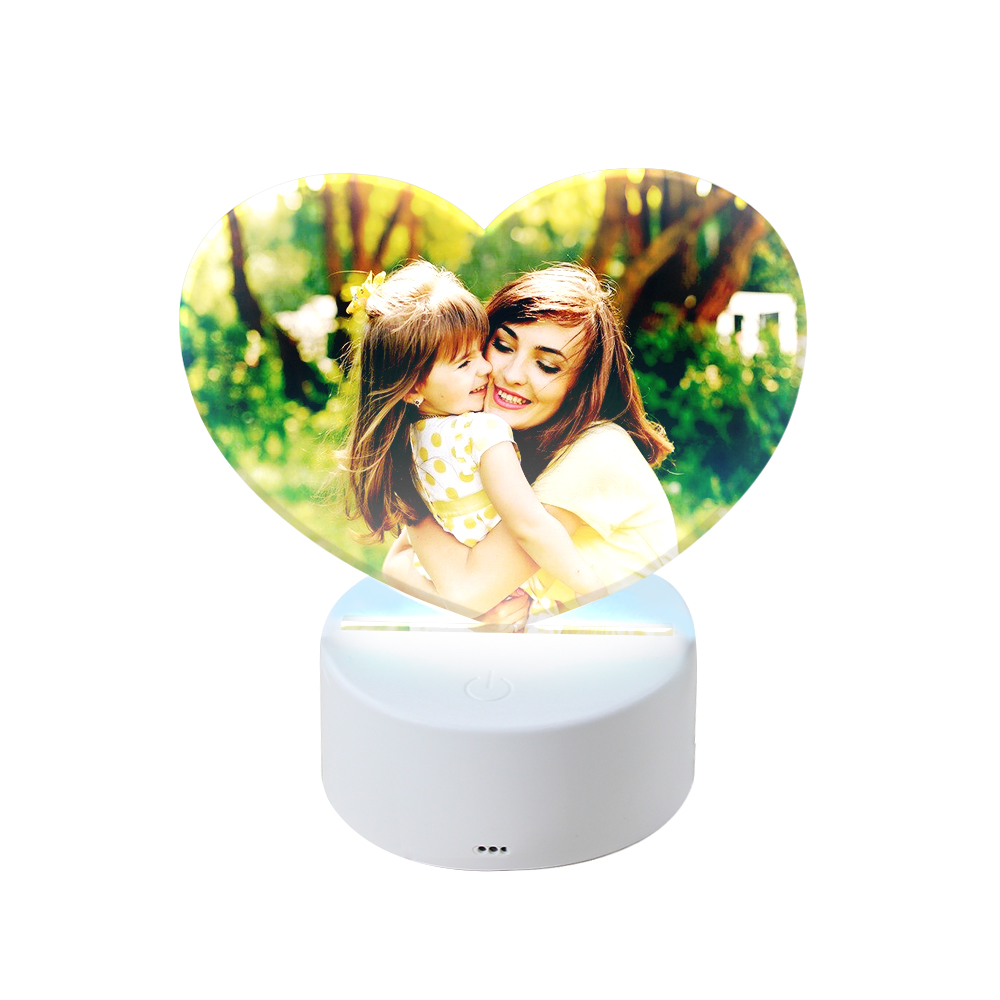 Sublimation Acrylic LED Night Light -Heart/ Round/ Square/ Rectangle Acrylic Photo Frame Acrylic Decoration