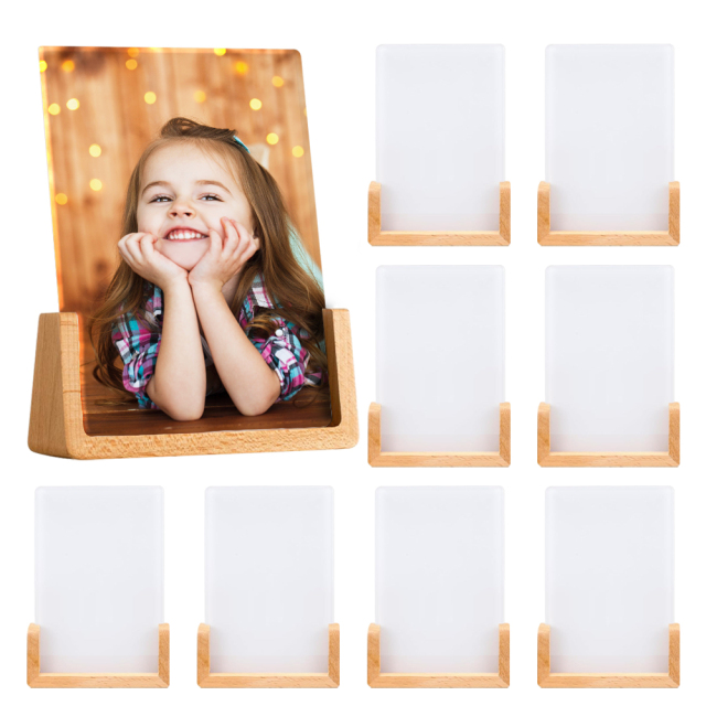 New Arrival Sublimation Acrylic Photo Frame Home Custom Decoration Blank Pendant Sublimation Photo Frames with Wooden Base