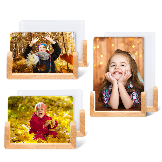 New Arrival Sublimation Acrylic Photo Frame Home Custom Decoration Blank Pendant Sublimation Photo Frames with Wooden Base