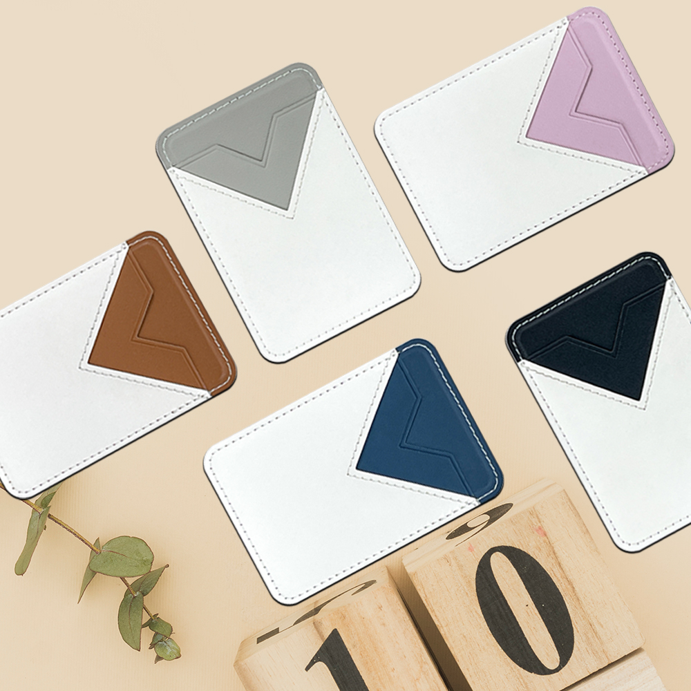 New Arrival Sublimation Blank PU Leather Card Holder Adhesive Style for Phone with Canvas White Cover to Print