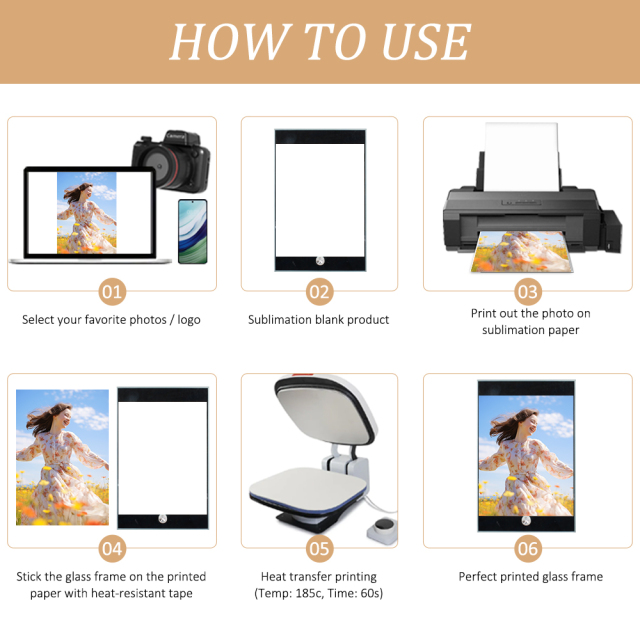 Mirror Edge Custom Photo Printing Frame Blank Sublimation Heat Press Thermal Transfer Glass Photo Frames Collections