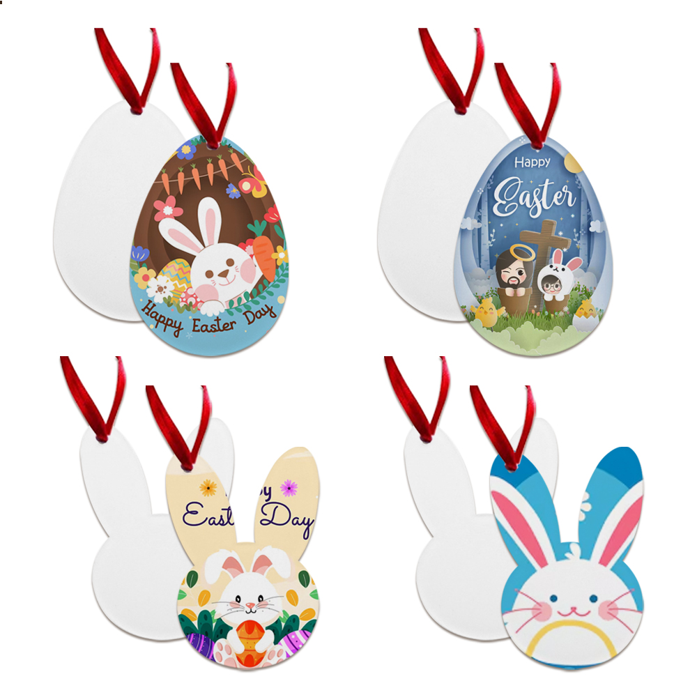 Cute Heat Transfer Sublimation Arylic Easter Decor - Egg & Bunny Acrylic Hangers for Home