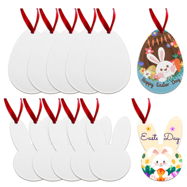 Cute Heat Transfer Sublimation Arylic Easter Decor - Egg & Bunny Acrylic Hangers for Home