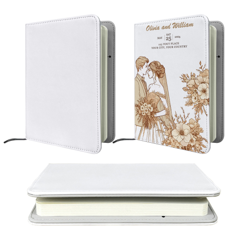 DIY Printing White Fabric Cover Sublimation Notebook Leather Lining & Elastic Strap High-quality A4, A5, A6 Sizes to choose