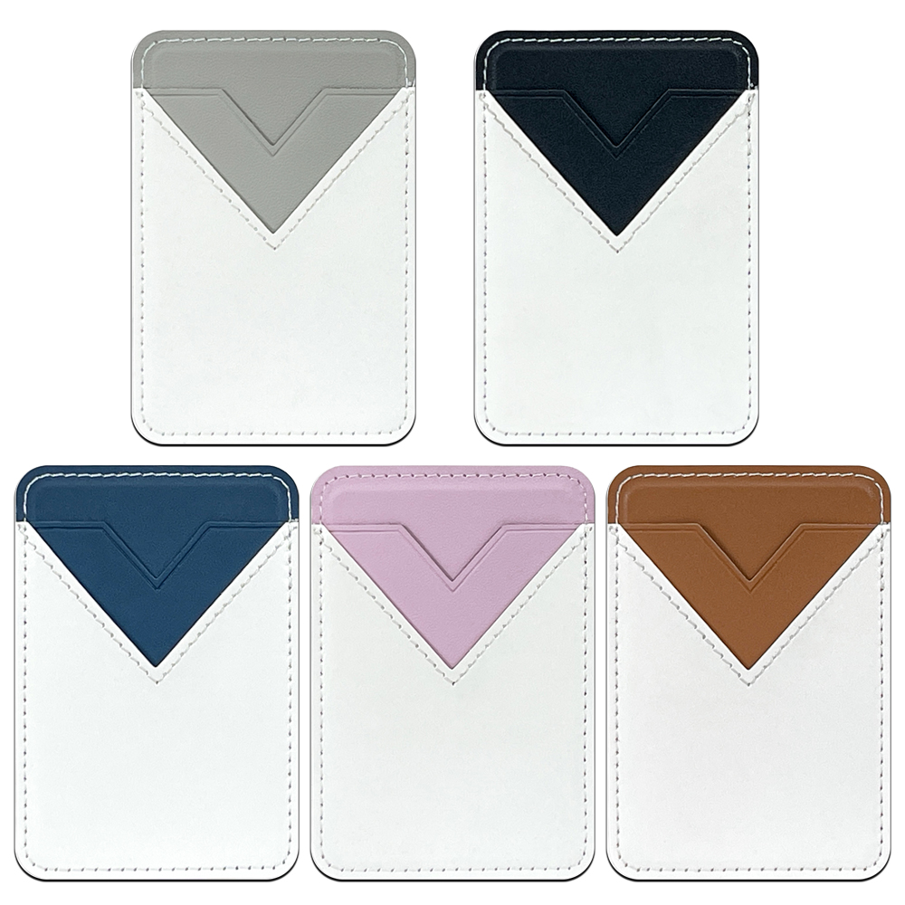 New Arrival Sublimation Blank PU Leather Card Holder Adhesive Style for Phone with Canvas White Cover to Print