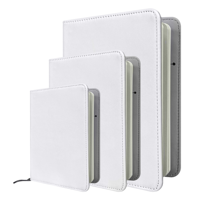 DIY Printing White Fabric Cover Sublimation Notebook Leather Lining & Elastic Strap High-quality A4, A5, A6 Sizes to choose
