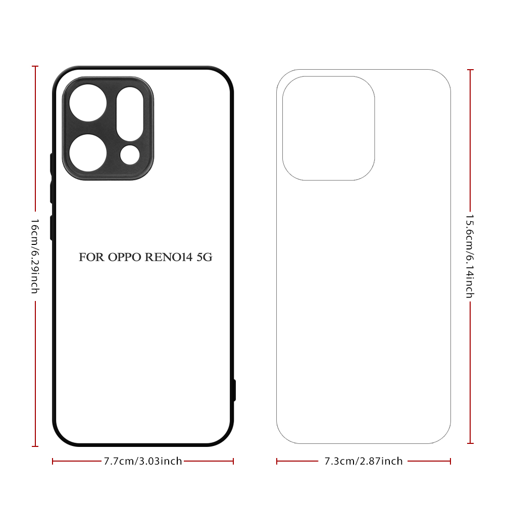 New Arrival Sublimation 2D TPU Phone Case for Oppo Series with Aluminum Insert for Oppo K12S/K13S, Reno 14, Reno 14 Pro