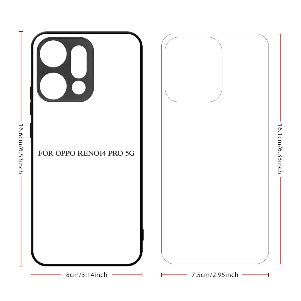 New Arrival Sublimation 2D TPU Phone Case for Oppo Series with Aluminum Insert for Oppo K12S/K13S, Reno 14, Reno 14 Pro
