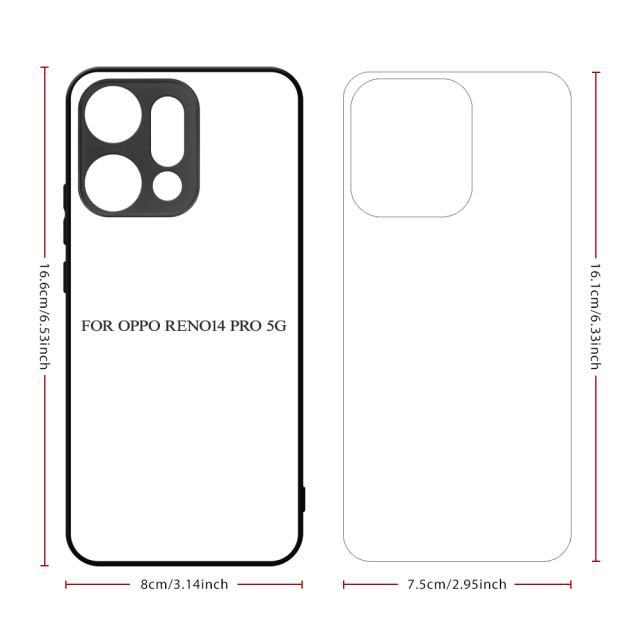 New Arrival Sublimation 2D TPU Phone Case for Oppo Series with Aluminum Insert for Oppo K12S/K13S, Reno 14, Reno 14 Pro