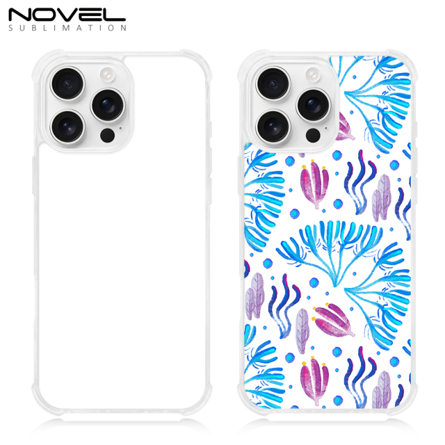 Transperant! For iPhone 16 Series Four Corner Anti-drop 2D TPU Phone Case Phone Cover With Metal Insert For Sublimation Printing