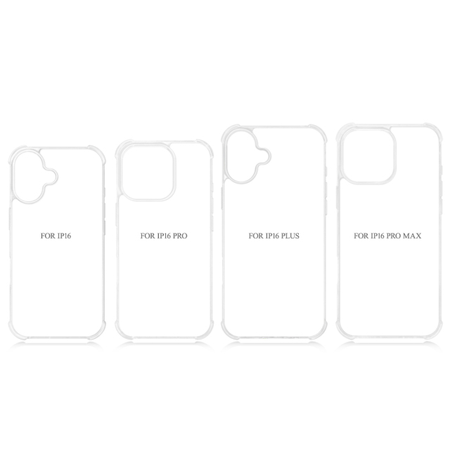 Transperant! For iPhone 16 Series Four Corner Anti-drop 2D TPU Phone Case Phone Cover With Metal Insert For Sublimation Printing