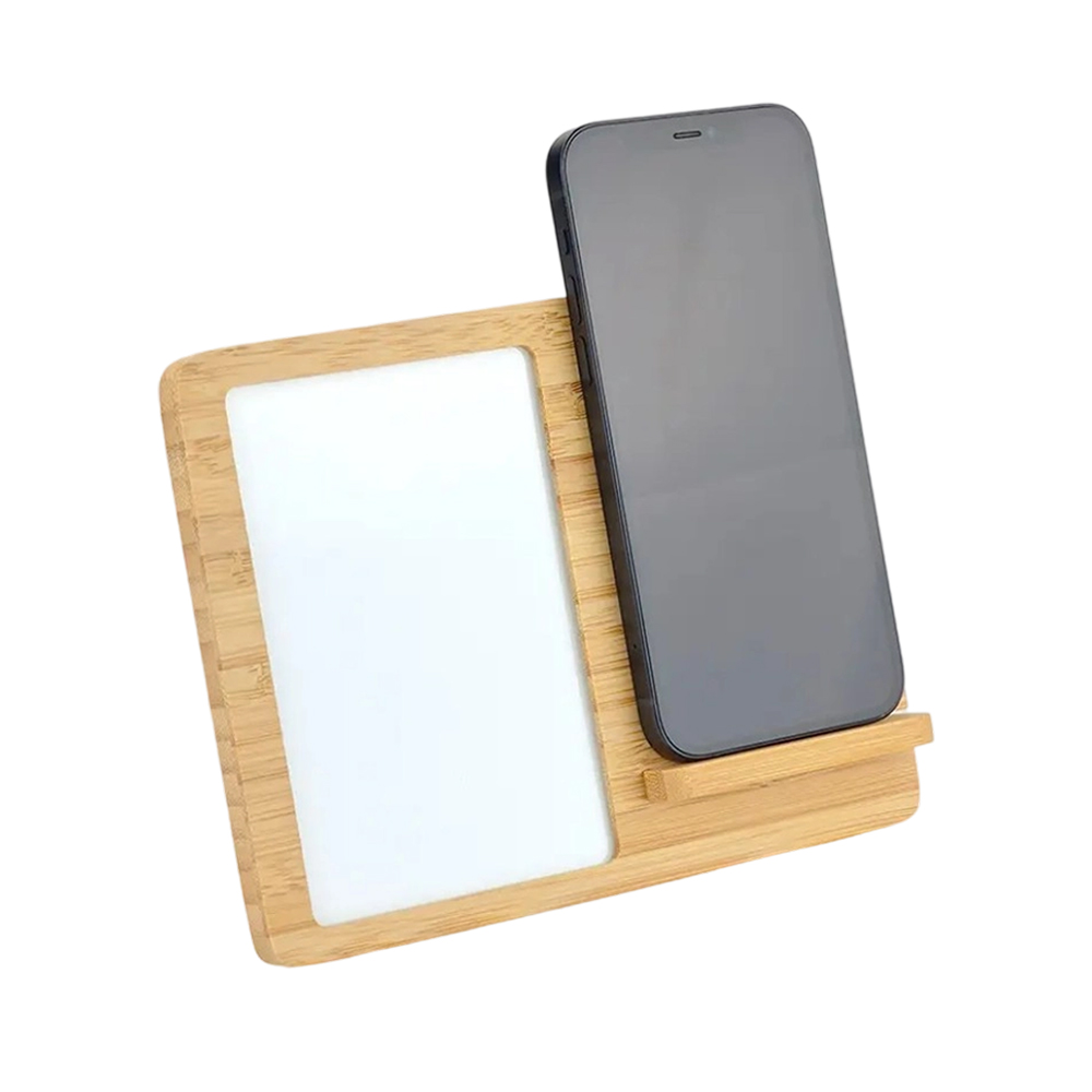 Sublimation Wooden Wireless Charger Phone Stand Customized Photo Frame Elegant Desk Decoration for iPhone 17/16/15/14/13/12/Samsung Galaxy S21+