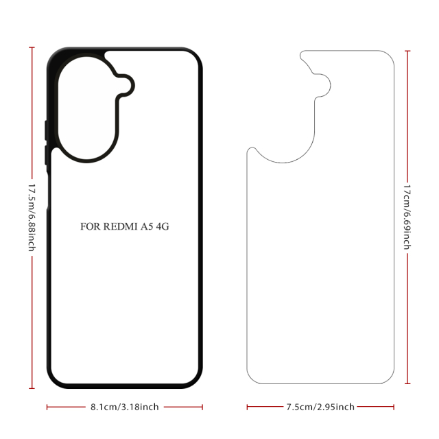 For Redmi A5 4G DIY Phone Case Sublimation 2D TPU Case With Aluminum Sheet For Heat Transfer Printing for Redmi A3