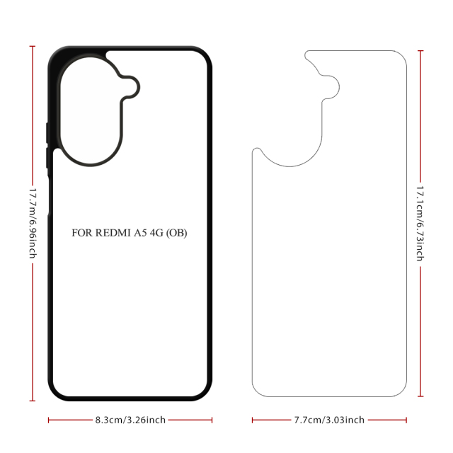For Redmi A5 4G DIY Phone Case Sublimation 2D TPU Case With Aluminum Sheet For Heat Transfer Printing for Redmi A3