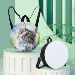 Sublimation Blank Round Backpack/Wallet - Convertible Single/Double Shoulder Strap, Velcro Print Panel, 4 Colors