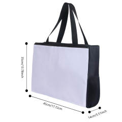 Sublimation Blank Beach Tote/Travel Shopping Bag - Customizable with Water Bottle Side Pockets, Velcro Print Panel & Interior Compartments