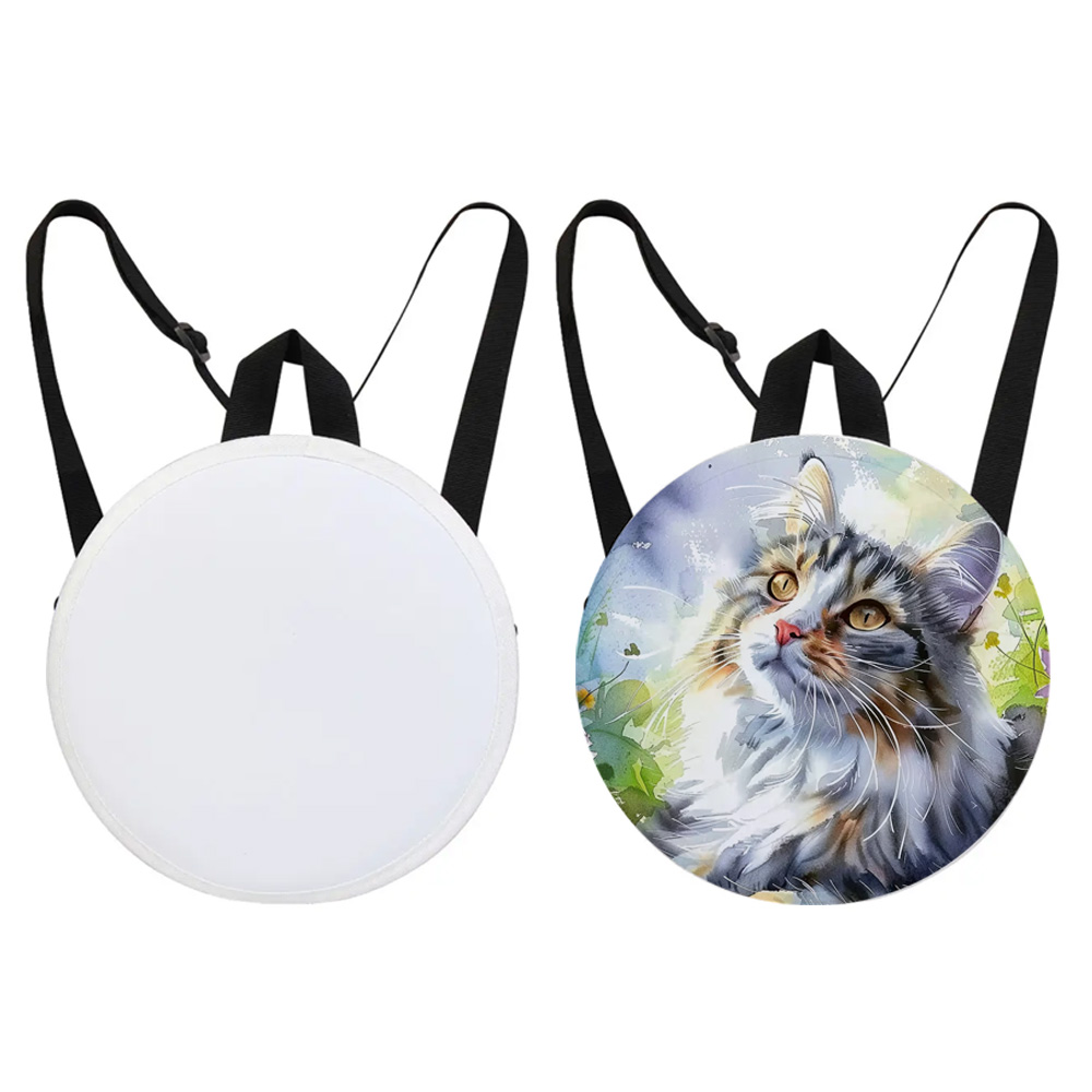 Sublimation Blank Round Backpack/Wallet - Convertible Single/Double Shoulder Strap, Velcro Print Panel, 4 Colors Bag