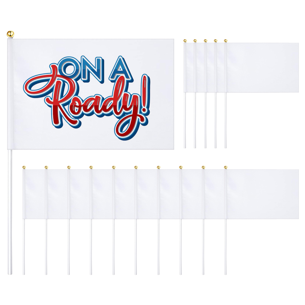 Sublimation Flag Blank Small White Blank Flags on Stick for DIY Parades Birthday Party Decorations Wedding Events Celebration