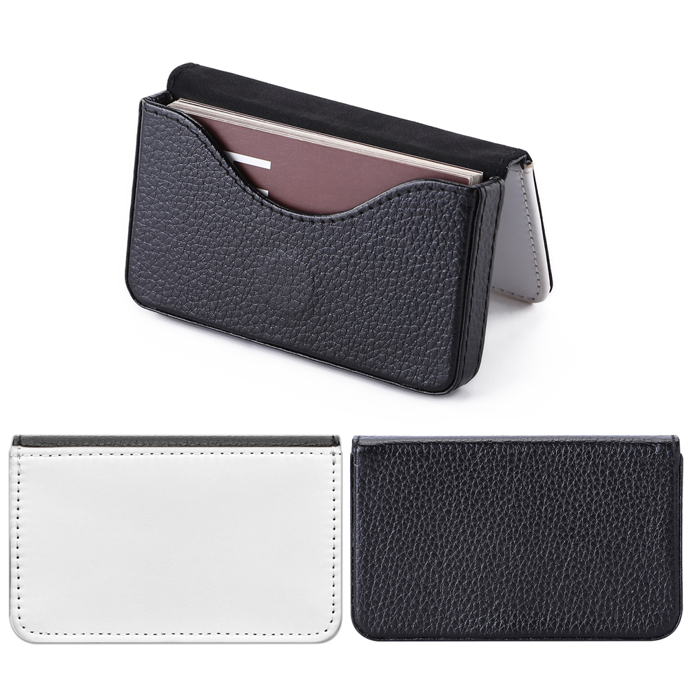 Sublimation Blank PU Business Card Holder DIY Heat Transfer PU Card Case Luxurious Custom PU Leather Card Box Black & Brown