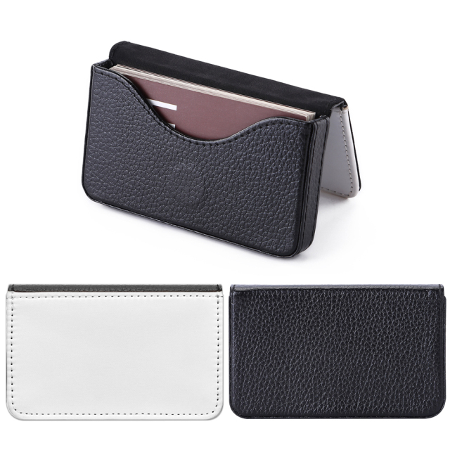 Sublimation Blank PU Business Card Holder DIY Heat Transfer PU Card Case Luxurious Custom PU Leather Card Box Black & Brown