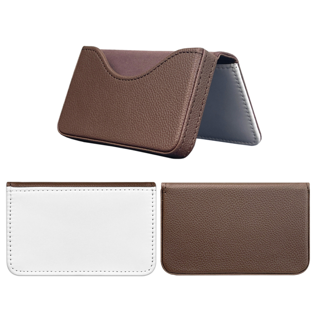 Sublimation Blank PU Business Card Holder DIY Heat Transfer PU Card Case Luxurious Custom PU Leather Card Box Black & Brown