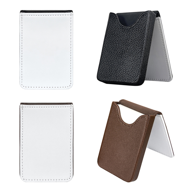 Sublimation Blank PU Business Card Holder DIY Heat Transfer PU Card Case Luxurious Custom PU Leather Card Box Black & Brown