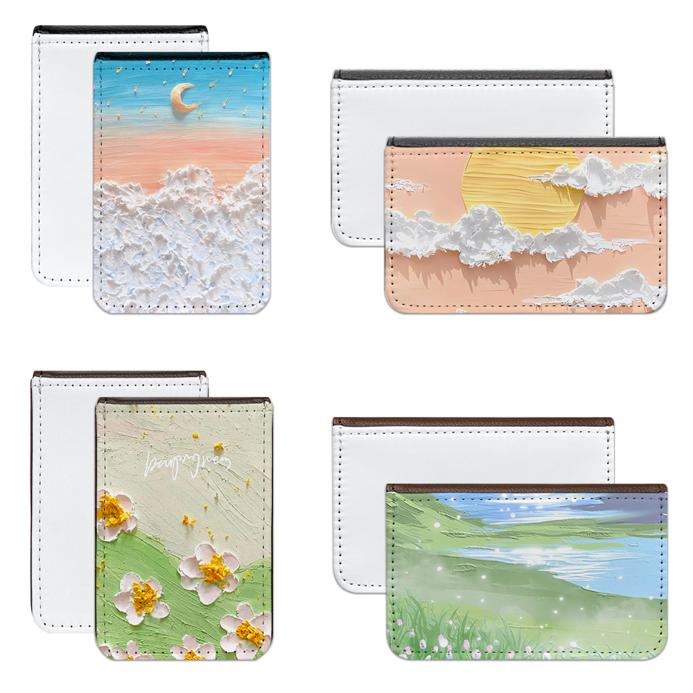 Sublimation Blank PU Business Card Holder DIY Heat Transfer PU Card Case Luxurious Custom PU Leather Card Box Black & Brown