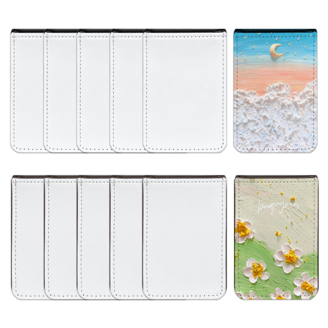 Sublimation Blank PU Business Card Holder DIY Heat Transfer PU Card Case Luxurious Custom PU Leather Card Box Black & Brown