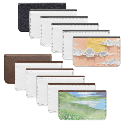 Sublimation Blank PU Business Card Holder DIY Heat Transfer PU Card Case Luxurious Custom PU Leather Card Box Black & Brown
