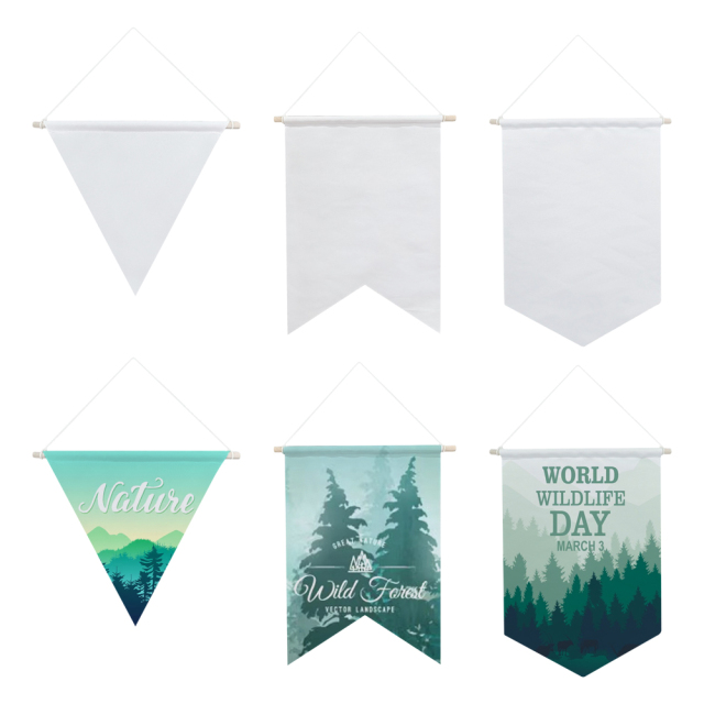 Sublimation Blank Canvas Pennant Flags for Double-Sided Printing - Customizable Pennant Banner