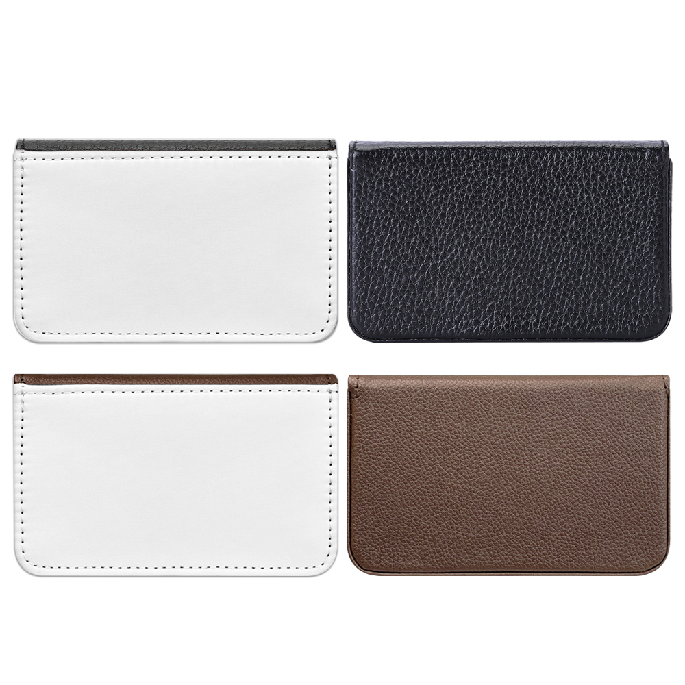 Sublimation Blank PU Business Card Holder DIY Heat Transfer PU Card Case Luxurious Custom PU Leather Card Box Black & Brown