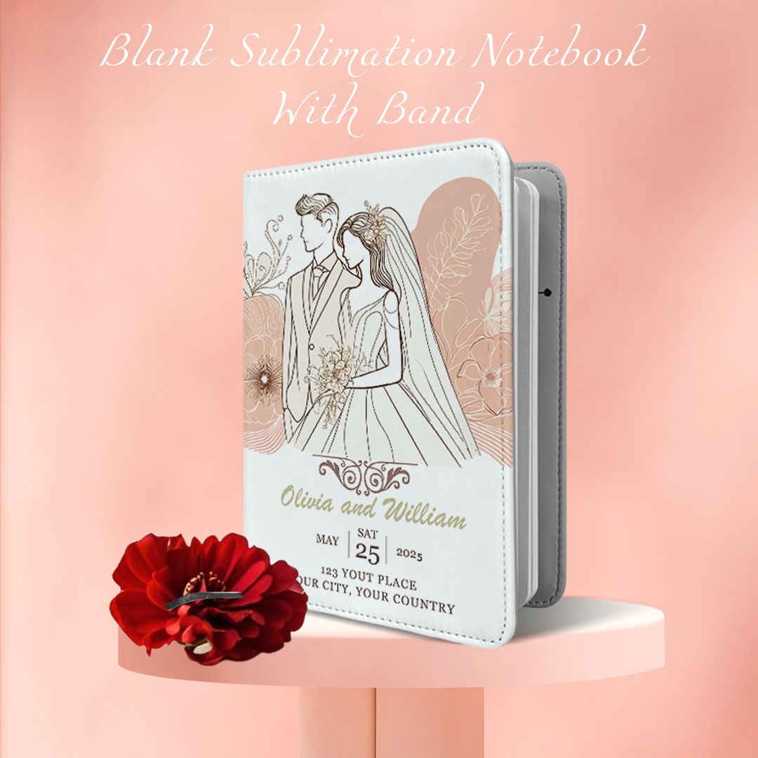 DIY Printing White Fabric Cover Sublimation Notebook Leather Lining & Elastic Strap High-quality A4, A5, A6 Sizes to choose