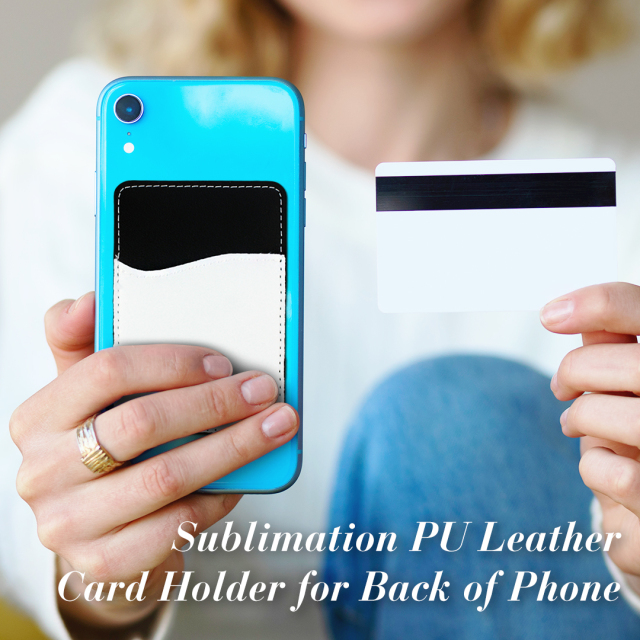 New Arrival Sublimation Blank PU Leather Card Holder Adhesive Style for Phone with Canvas White Cover to Print