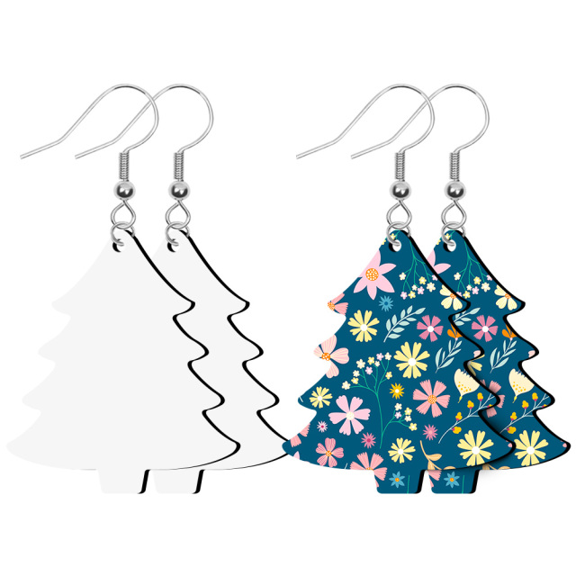 Sublimation Blank PU Leather Earring DIY Ear Ring Christmas Earrings for Women and Girls Customizable Jewelry