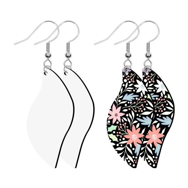 Sublimation Blank PU Leather Earring DIY Ear Ring Christmas Earrings for Women and Girls Customizable Jewelry
