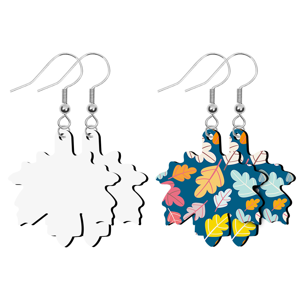 Sublimation Blank PU Leather Earring DIY Ear Ring Christmas Earrings for Women and Girls Customizable Jewelry