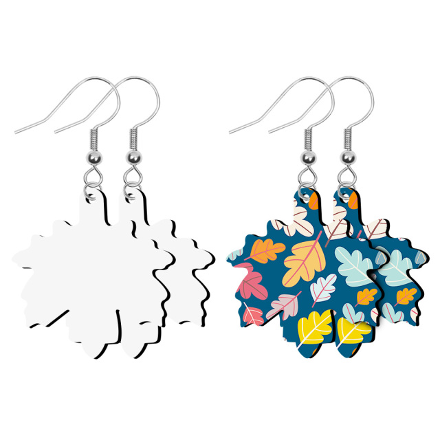 Sublimation Blank PU Leather Earring DIY Ear Ring Christmas Earrings for Women and Girls Customizable Jewelry
