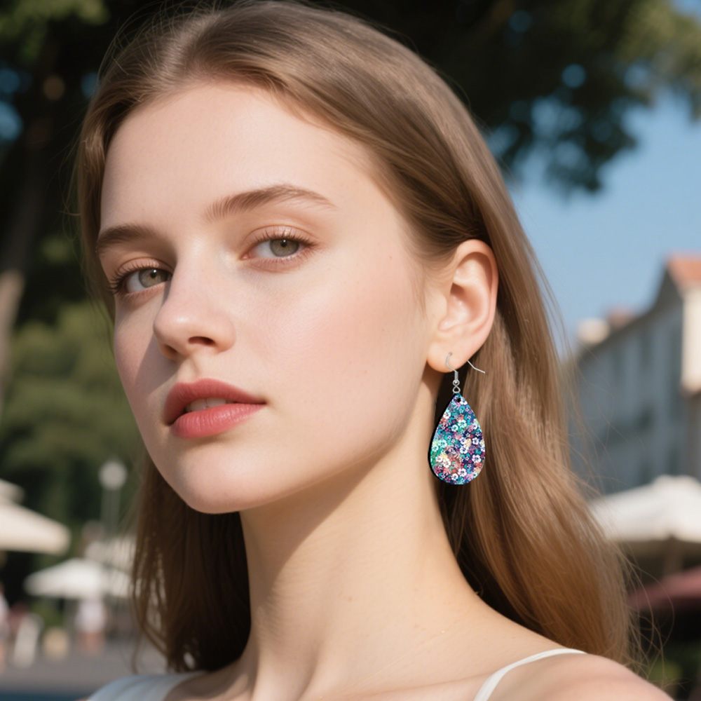 Sublimation Blank PU Leather Earring DIY Ear Ring Christmas Earrings for Women and Girls Customizable Jewelry