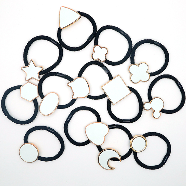 Sublimation Metal Hair Tie Custom Hair Elastic Multiple Shapes to choose Custom Hair Accessory for Girls and Women