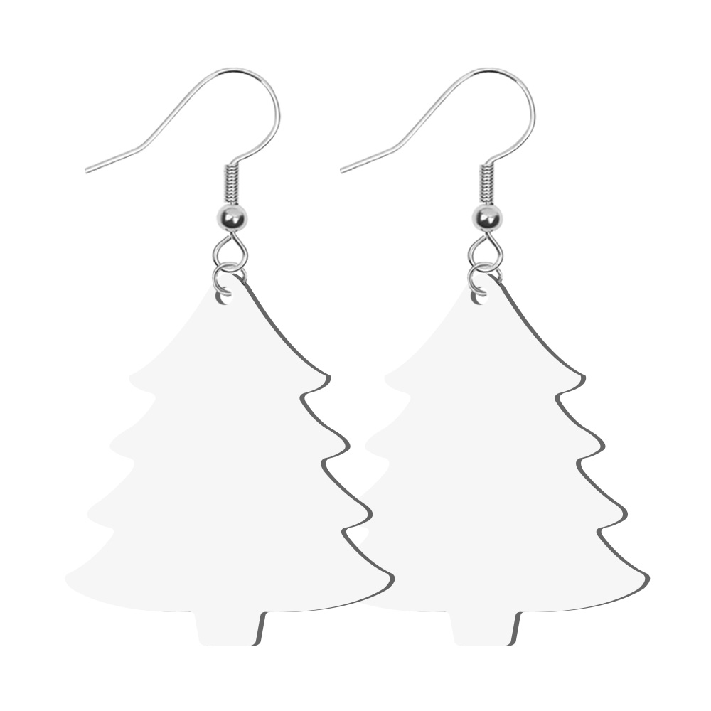 Sublimation Blank PU Leather Earring DIY Ear Ring Christmas Earrings for Women and Girls Customizable Jewelry