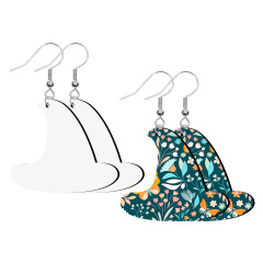 Sublimation Blank PU Leather Earring DIY Ear Ring Christmas Earrings for Women and Girls Customizable Jewelry