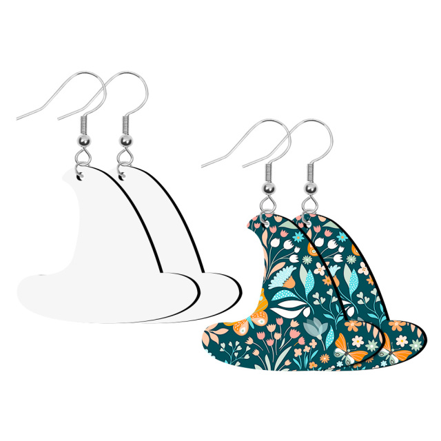 Sublimation Blank PU Leather Earring DIY Ear Ring Christmas Earrings for Women and Girls Customizable Jewelry