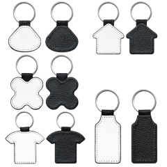 Sublimation Blank PU Leather Keychain Single/Double-Sided Printing Keyring Creative Gifts Promotional Office Supplies