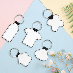 Sublimation Blank PU Leather Keychain Single/Double-Sided Printing Keyring Creative Gifts Promotional Office Supplies