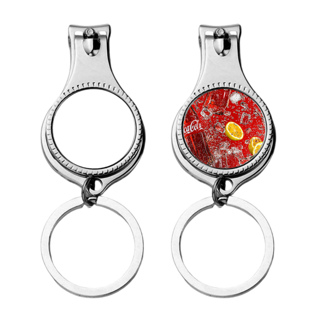 Sublimation Multifunctional Zinc Alloy Keychain Custom Metal Keyring - Nail Clipper & Metal Bottle Opener Combo