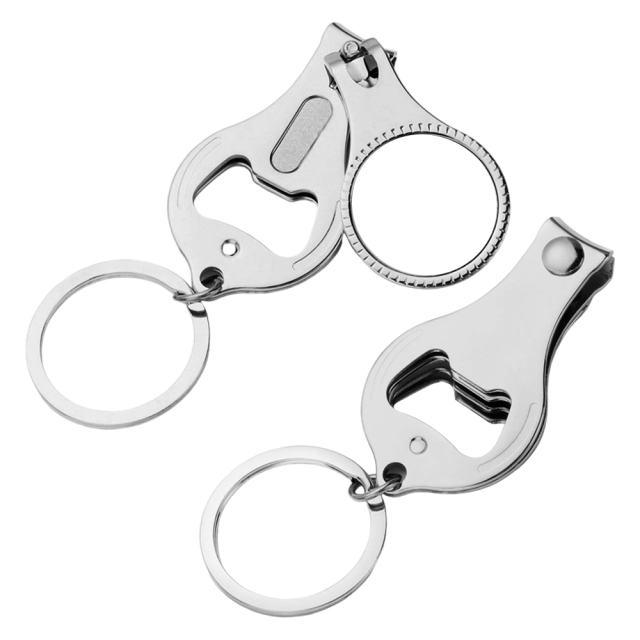 Sublimation Multifunctional Zinc Alloy Keychain Custom Metal Keyring - Nail Clipper & Metal Bottle Opener Combo