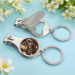 Sublimation Multifunctional Zinc Alloy Keychain Custom Metal Keyring - Nail Clipper & Metal Bottle Opener Combo