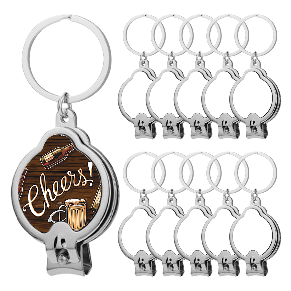 Sublimation Multifunctional Zinc Alloy Keychain Custom Metal Keyring - Nail Clipper & Metal Bottle Opener Combo